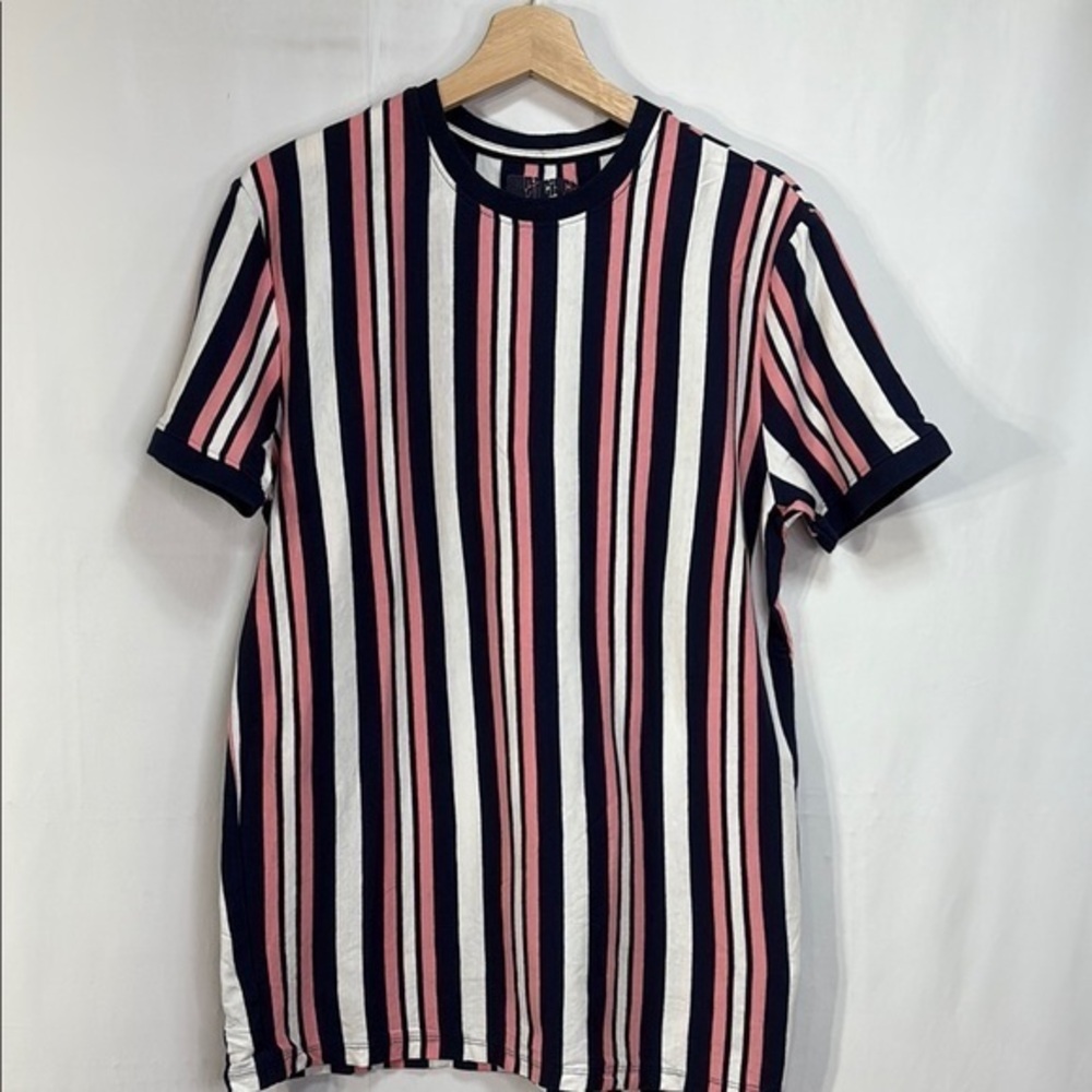 🎹 San Francisco Workshirts cotton Pink white Blue Short Sleeve vert striped Tee